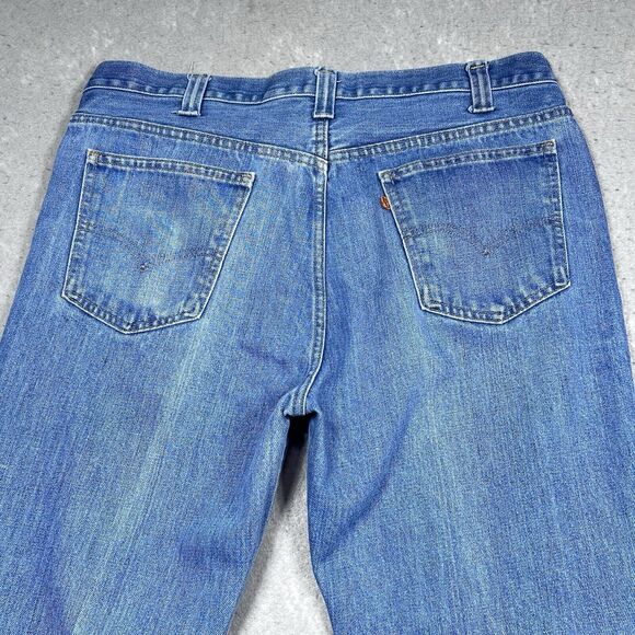Vintage 1970s Levis 517 Jeans Mens Size 36 Blue Denim Jeans Orange Tab Pockets - Picture 10 of 16